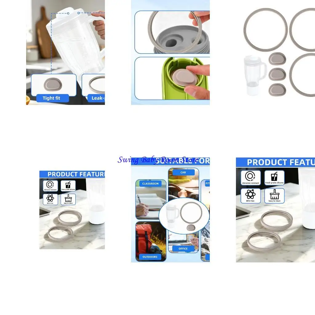 K1AD Travel Drink Cup Seal Repair Set, Silicone Gaskets with Matching Inserts, 3 Seal 3 Insert Replacement Parts for Carry Cup