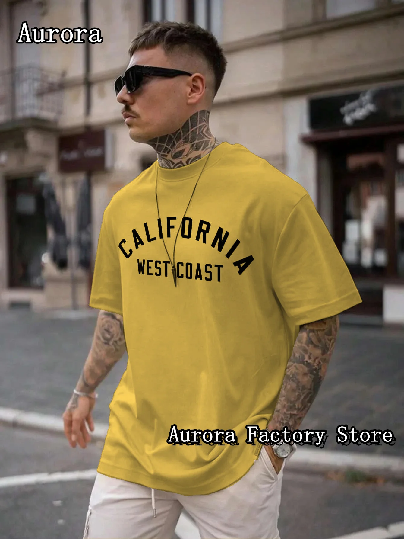 Summer Men Cotton T-Shirt California West Coast Print Tops Tees Male Casual Clothing Fashion Short Sleeve Streetwear Clothing