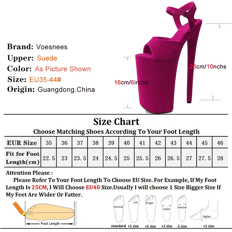 New Sexy 10 Inches Platform Rose Red Women\'s Shoes Sexy Stage Show 26CM High Heels Sandals Faux Suede Nightclub Pole Dance Shoes