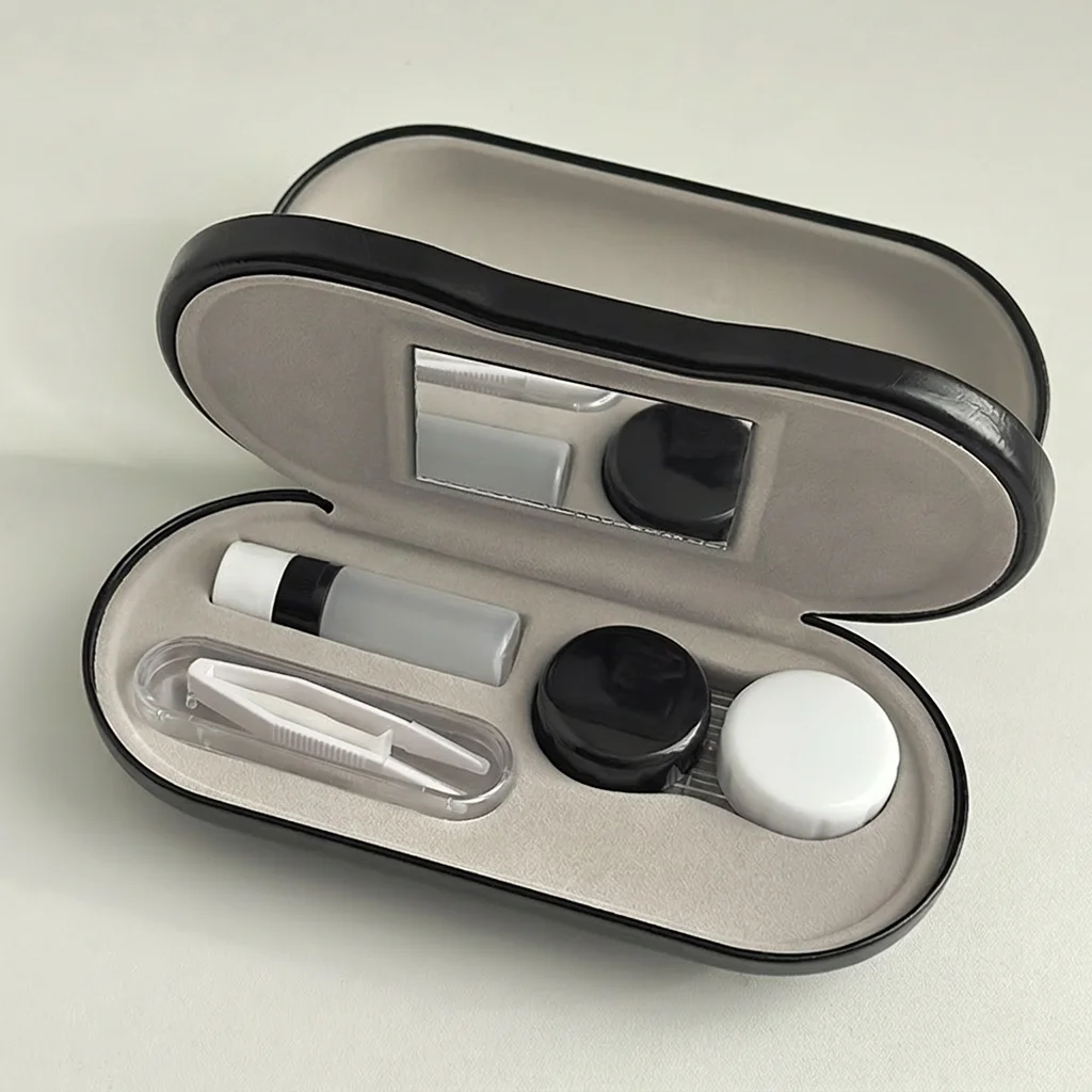 Contact Lens Storage Dual Use Double Layer Eyewear Case Portable Eyeglasses Box Thickened Leather Leather Eyewear Organizer