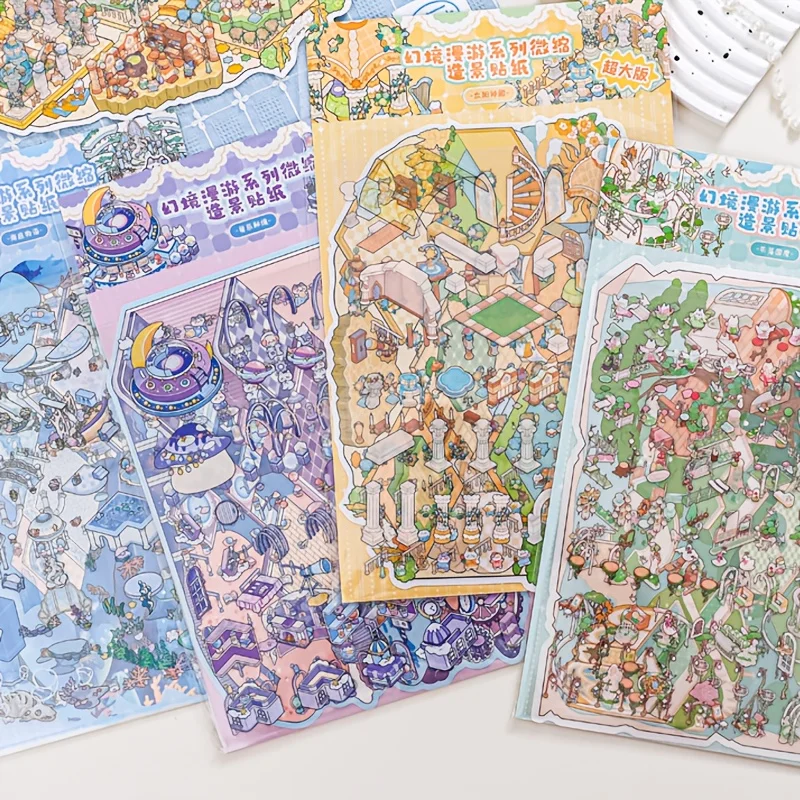 

4sheets/pack Cute Animal Stickers PET Preschool Class Notes For Hand Account DIY Gift Handbook Phone Oversize Decoration