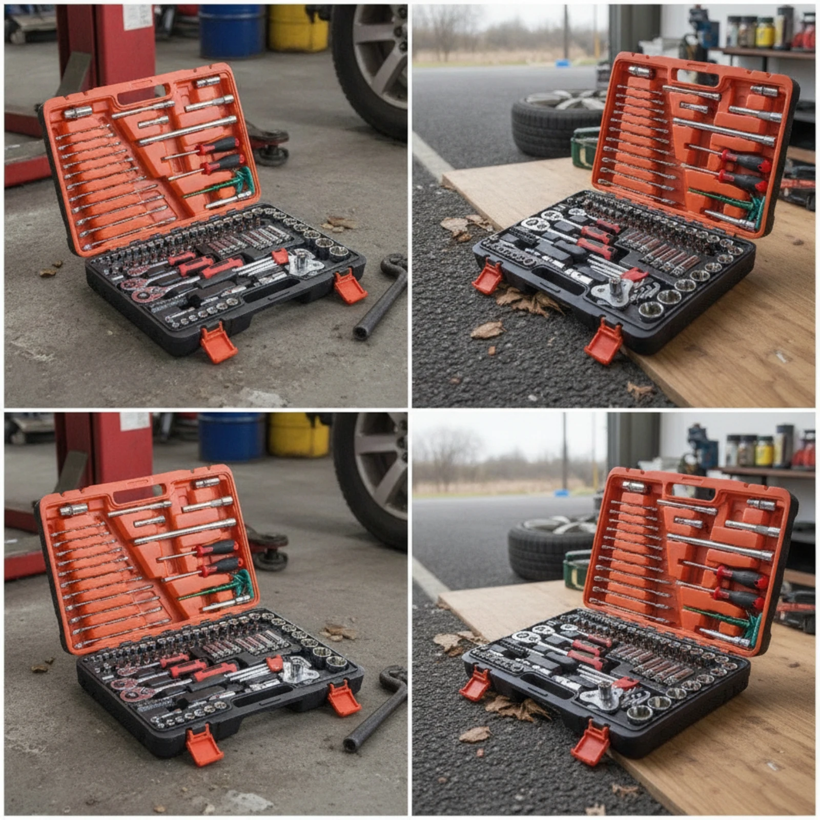 121 Pieces Automotive Tool Set with Case Polished Car Repair Tool Kit Socket Wrench Set with Case Ergonomic Corrosion-Resistant