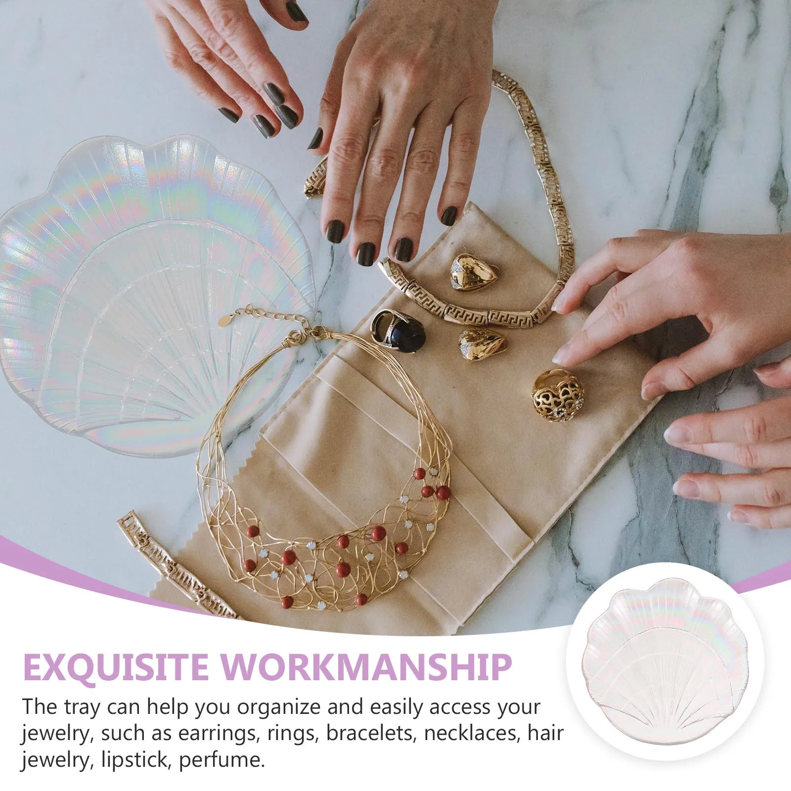 

1Pcs Shell Jewelry Storage Tray Organizer for Earrings Necklace Ring Bracelet Key Holder Decorative Jewelry Display Plate