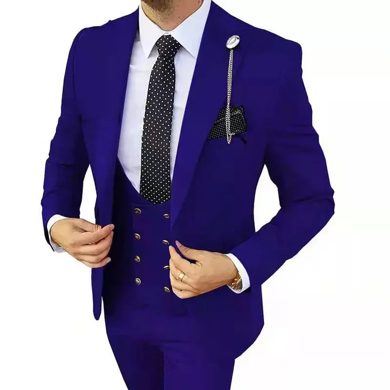 

3 Pcs Sets Blazers Jacket Pants Vest / Men Suit 2023 New Business Wedding Fashion Host Clothes Slim Fit Coat Trousers Waistcoat