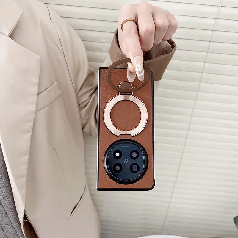 Case for OPPO Find N5 Wireless Charging Plated Bracket PU Leather Hard Shockproof Mobile Phone Case Cover