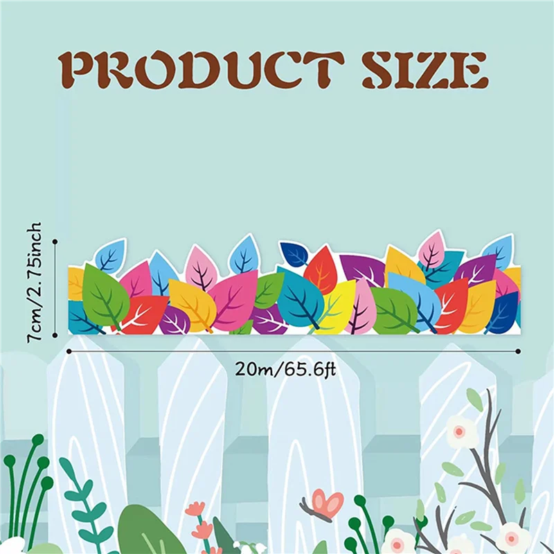 ABRJ-3Pcs 65.6 أقدام أوراق ملونة لوحة الإعلانات الحدود تقليم مقاوم للماء ولاصق للفصول الدراسية السبورة والجدار #6