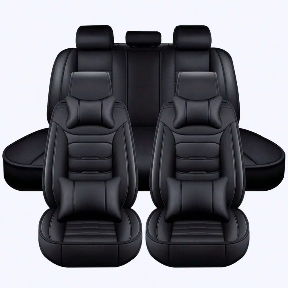 

Leather Car Seat Covers 5 Seats Full Set Cushion Protector Universal 4 Season, C102