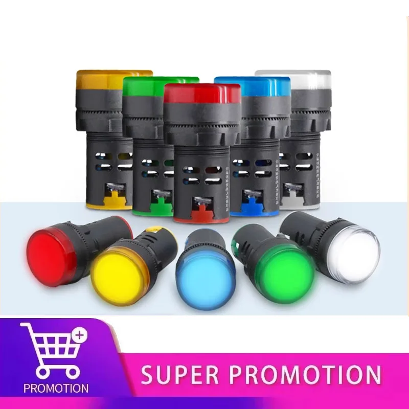 AD16-22 AD16-16 Panel Mount LED Power Indicator 12V 24V 110V 220V 380V 22mm Pilot Signal Light Lamp Red Blue White Green Yellow