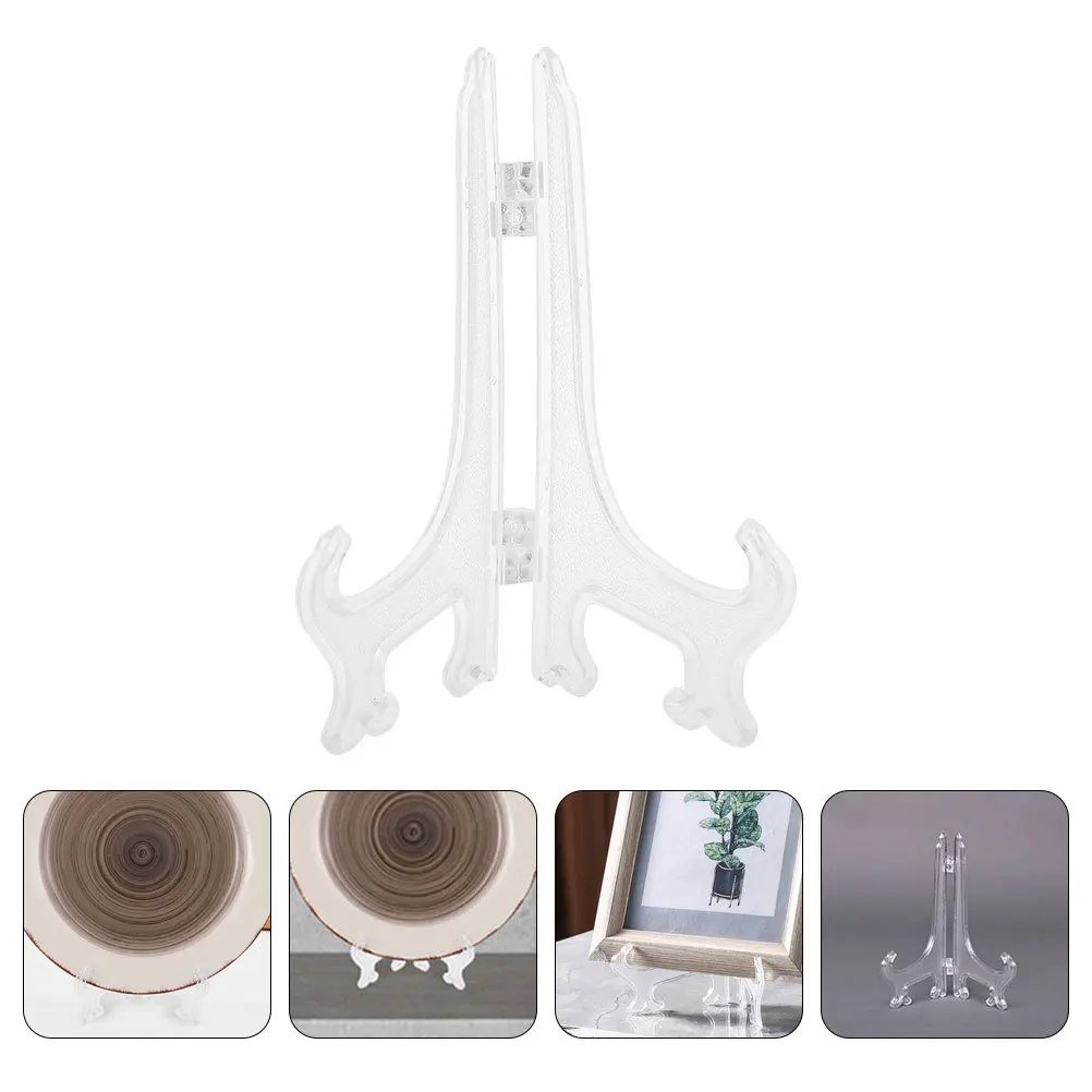 

24 pcs Clear Plastic 5 Inch Transparent Picture Stand Plate Holder For Tabletop Display Decorative Frame Support Easel For Home