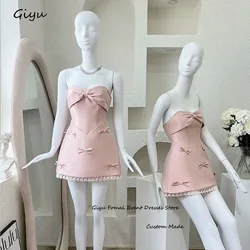 Giyu Modern Style Bow Prom Dress Sweetheart Collar Mini-length Above The Knee Wedding Party Dress Summer Dress Cocktail Dress