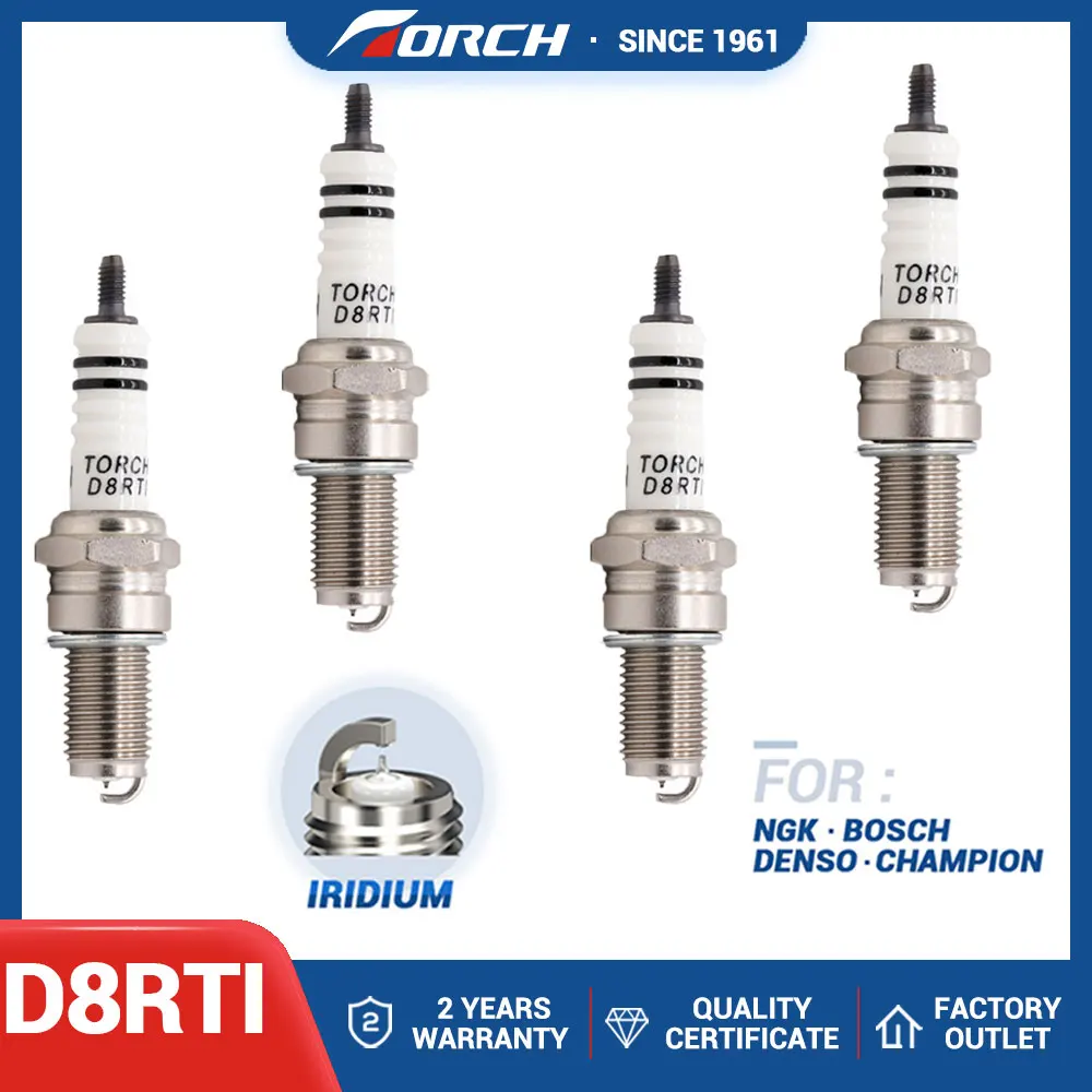 4PCS Iridium Spark TORCH D8RTI Replace for Candle DPR8EIX-9 DPR8EA-9 DPR8E9 for HONDA 98069-58916 for Denso X24EPR-U9 IX24B