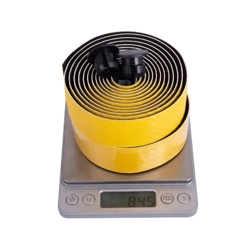

Carbon Fiber Handlebar Tape 2 Rolls Durable Lightweight Wear-Resistant Easy Install Anti-Skid Road Bike Belts Yellow