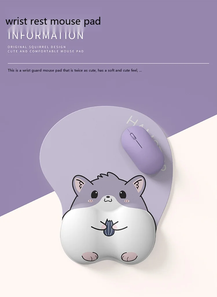 3D-Cartoon-Silikon-Handgelenkauflage-Mauspad in Hamsterpfotenform, niedliche ergonomische Schreibtischunterlage für Büro und Gaming – Detail 1