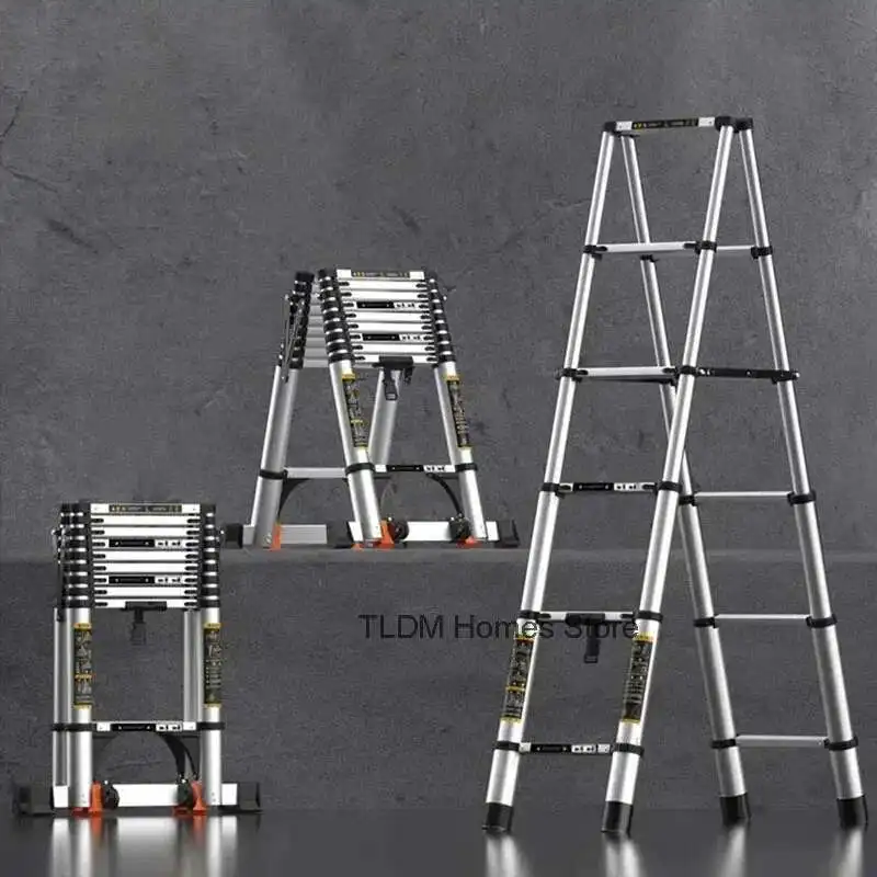 

Multifunctional Engineering Ladder Aluminum Alloy Step Stools Home Folding Telescopic Ladder Portable Thick Herringbone Stairs