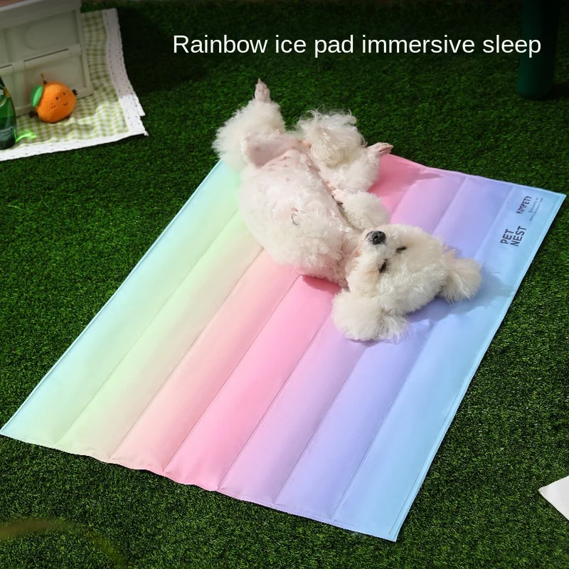 30*40cm Wholesale Colorful Rainbow Ice Pad Dog Bed Pet Mat for Cats and Dogs