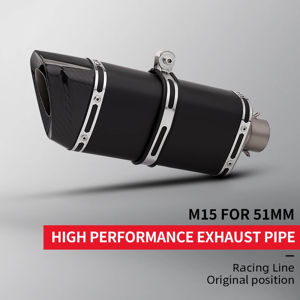 

51mm Universal Motorcycle Exhaust Design with DB Killer For YZF R6 R3 R25 MT07 MT09 Z400 Z900 Z650 MT03 M15