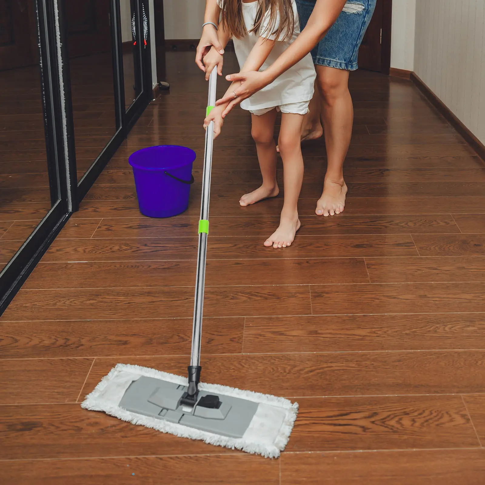 Heavy-Duty Stainless Steel 3-Section Threaded Mop Pole – Universal Replacement Handle for Commercial & Home Use