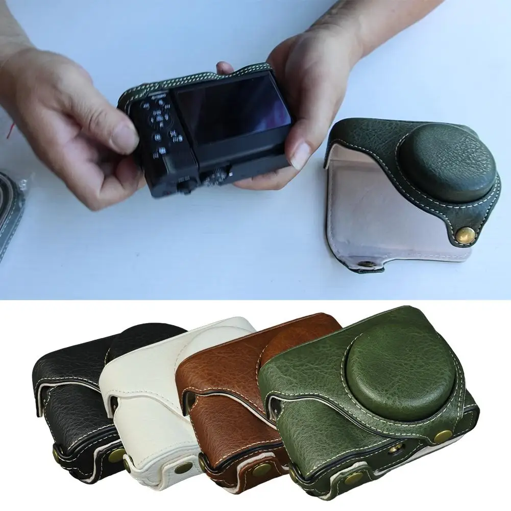 for Lumix Tz99/Zs99 PU Leather Protective Case TraveL Camera Bag Camera Foreskin Cover Protective Cover Base Perforated Shell