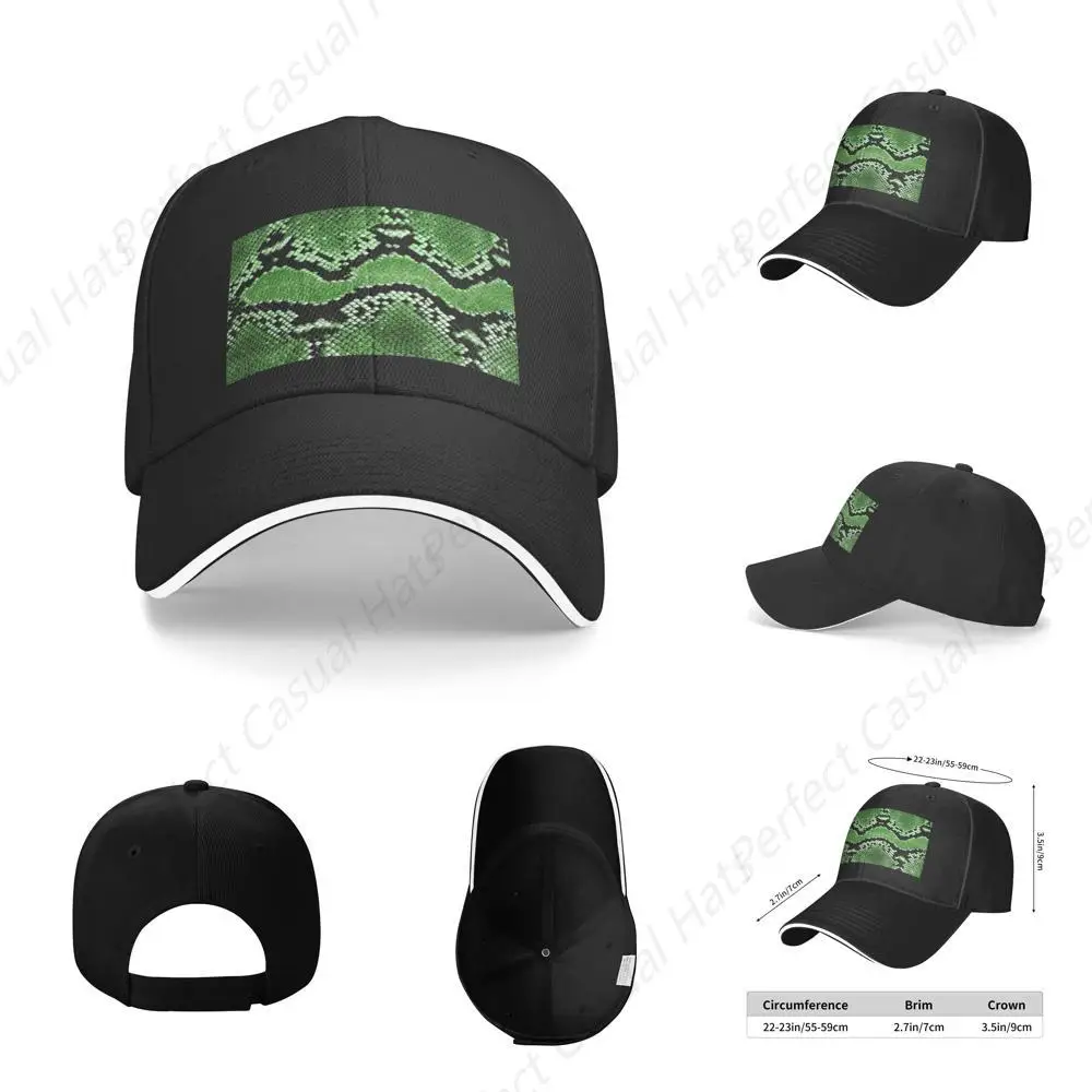 Hot-Selling Green Snakeskin Print Sandwich Caps Peaked Caps Trucker Hat Men Women Outdoor Sport Travel Sun Visor