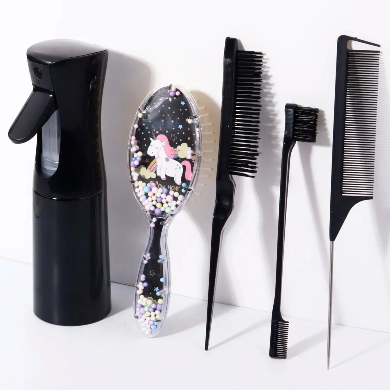 5-قطعة/مجموعة فرشاة مشط الكرتون البيضاوي وسادة هوائية مشط أداة تصفيف الشعر مجموعة مشط، خاصة للشعر المستعار الحقيقي #1