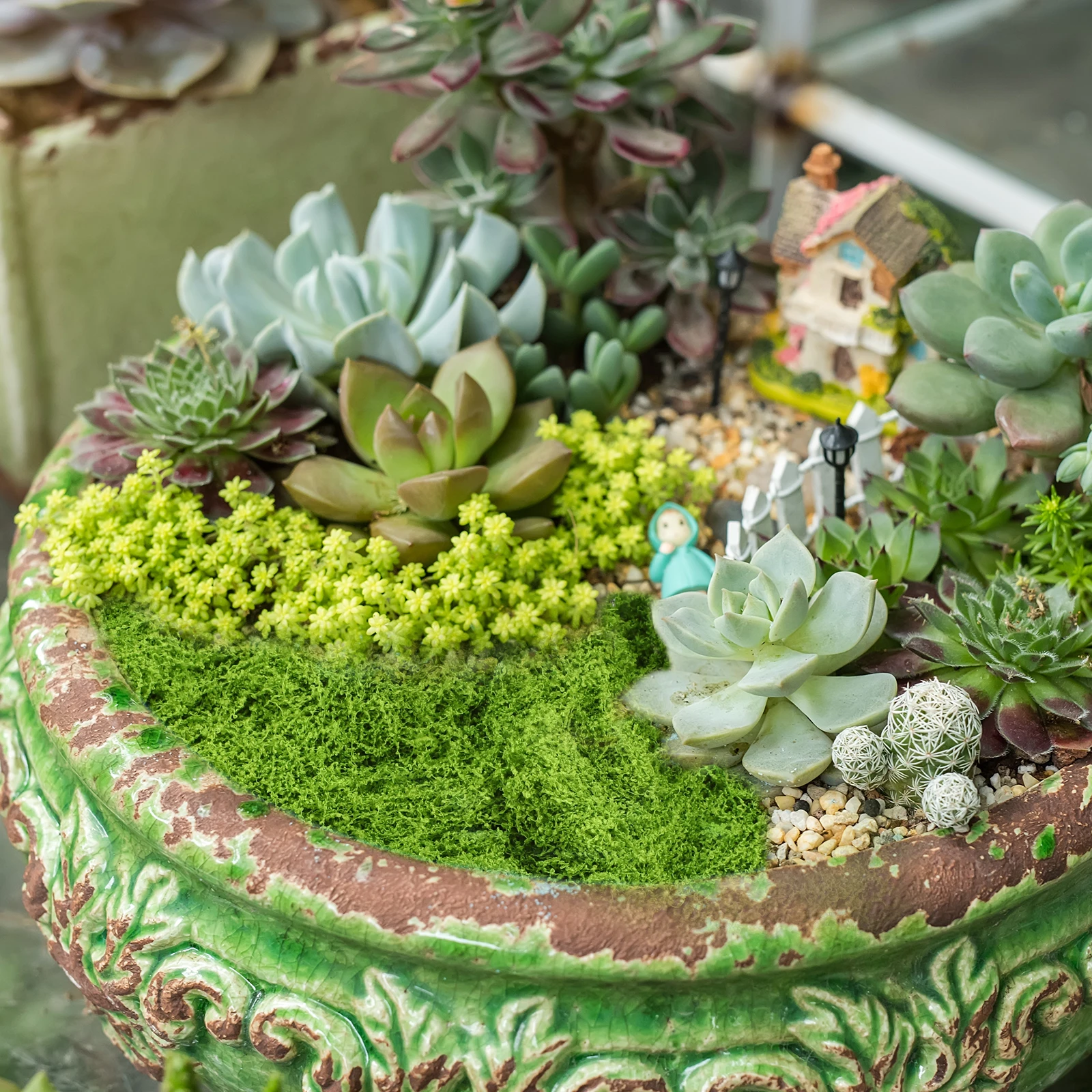 

Artificial Fake Moss Potted Plants Realistic Terrarium Decor Craft Faux Green Low Maintenance Indoor Office Desk Bookshelf