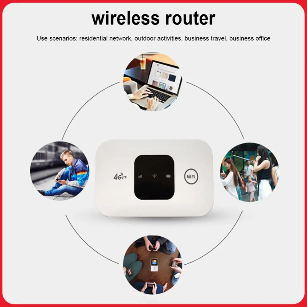 4G Pocket WiFi Router Portable Mobile Hotspot 150Mbps Wireless Modem 2100mAh Broadband with SIM Card Slot Wide Coverage