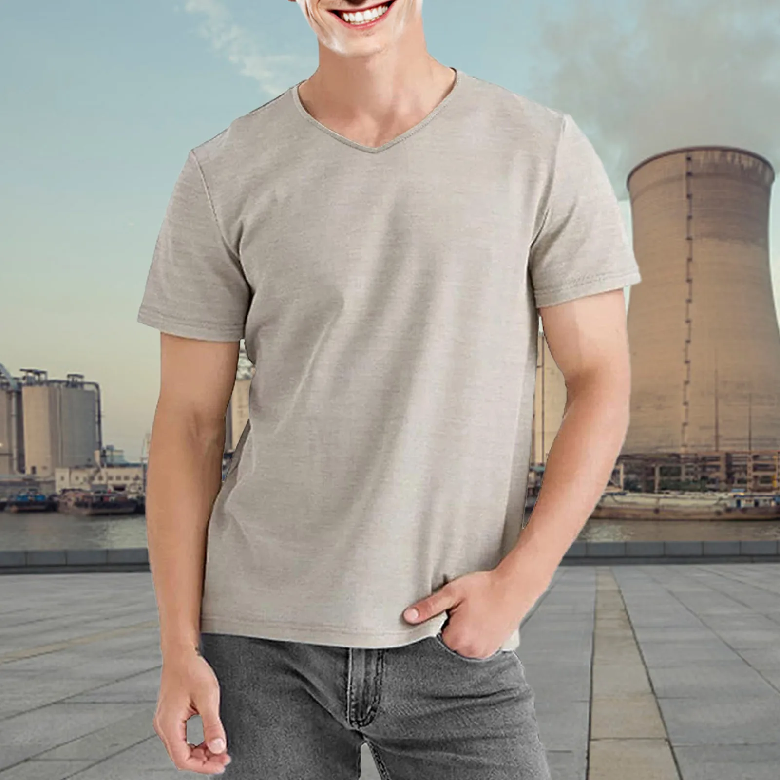 EMF Radiation Shield Men T-Shirt EMF Shielding Anti-Radiation Silver Fiber Clothes For 5G/WiFi Protective Clothing Fara-day