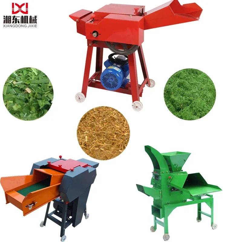 Forage silage paddy straw stalk grass chopper crusher chaff cutter machine for animal feed farm livestock 0.4-1 ton/h