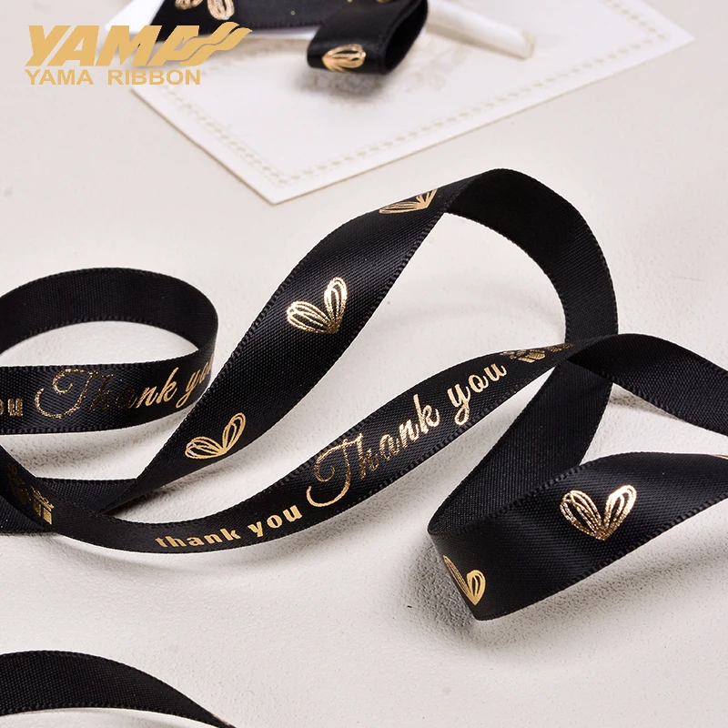 YAMA Gold Foil Printed Ribbon 10yards/roll Heart Series Valentine\'s Ribbons for Crafts Lover Gifts DIY Packaging Wedding Decor