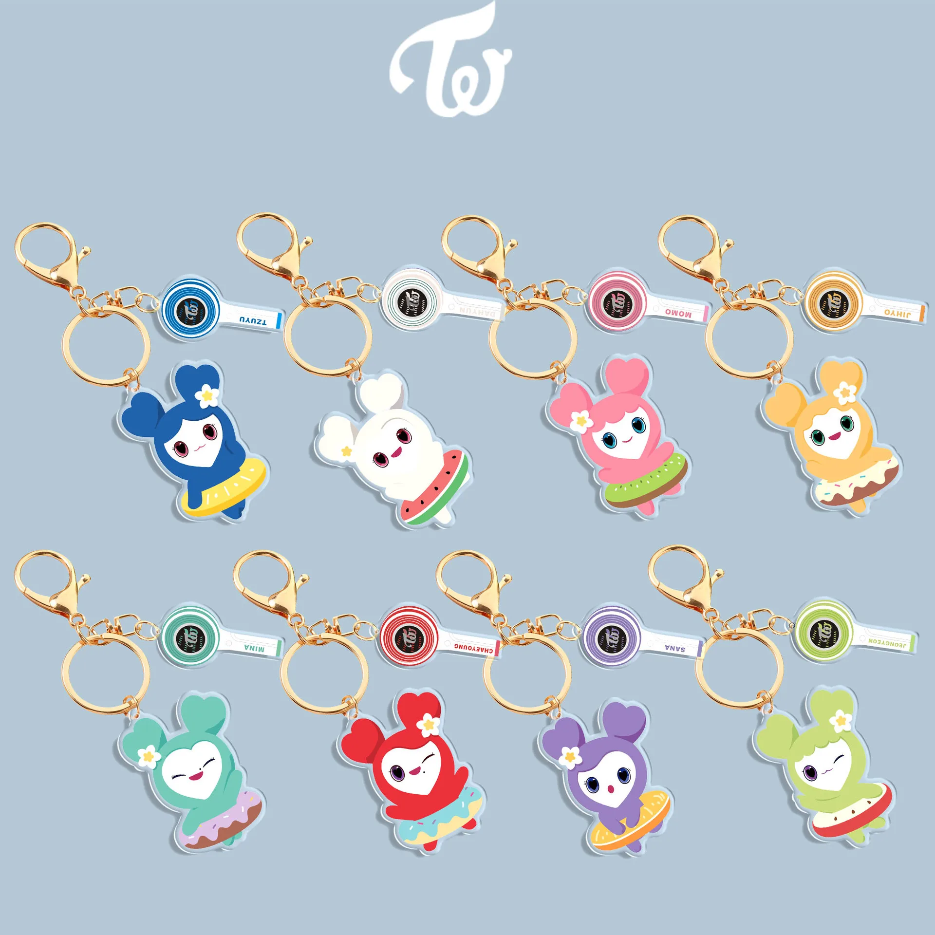 KPOP Lightstick Keychain Cartoon Image LOVELY Acrylic Pendant Keyring NaYeon Momo Mina Sana Bag Accessories ONCE Fans Gift