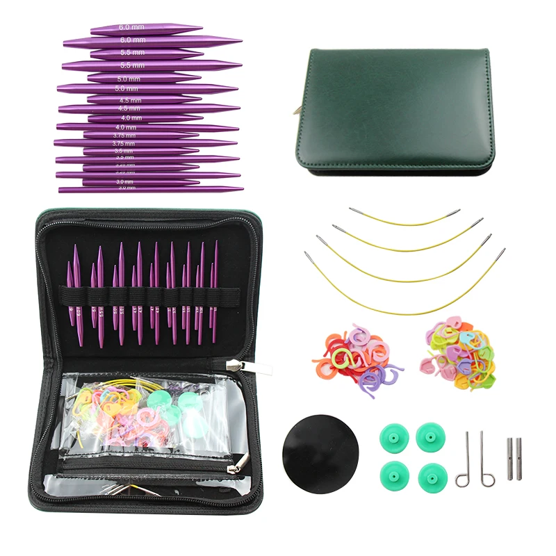 

9Pairs/Set Knitting Needles Set Aluminium Removable Circular Needle Interchangeable Weaving Knitting Crochet Sewing Weave Tools