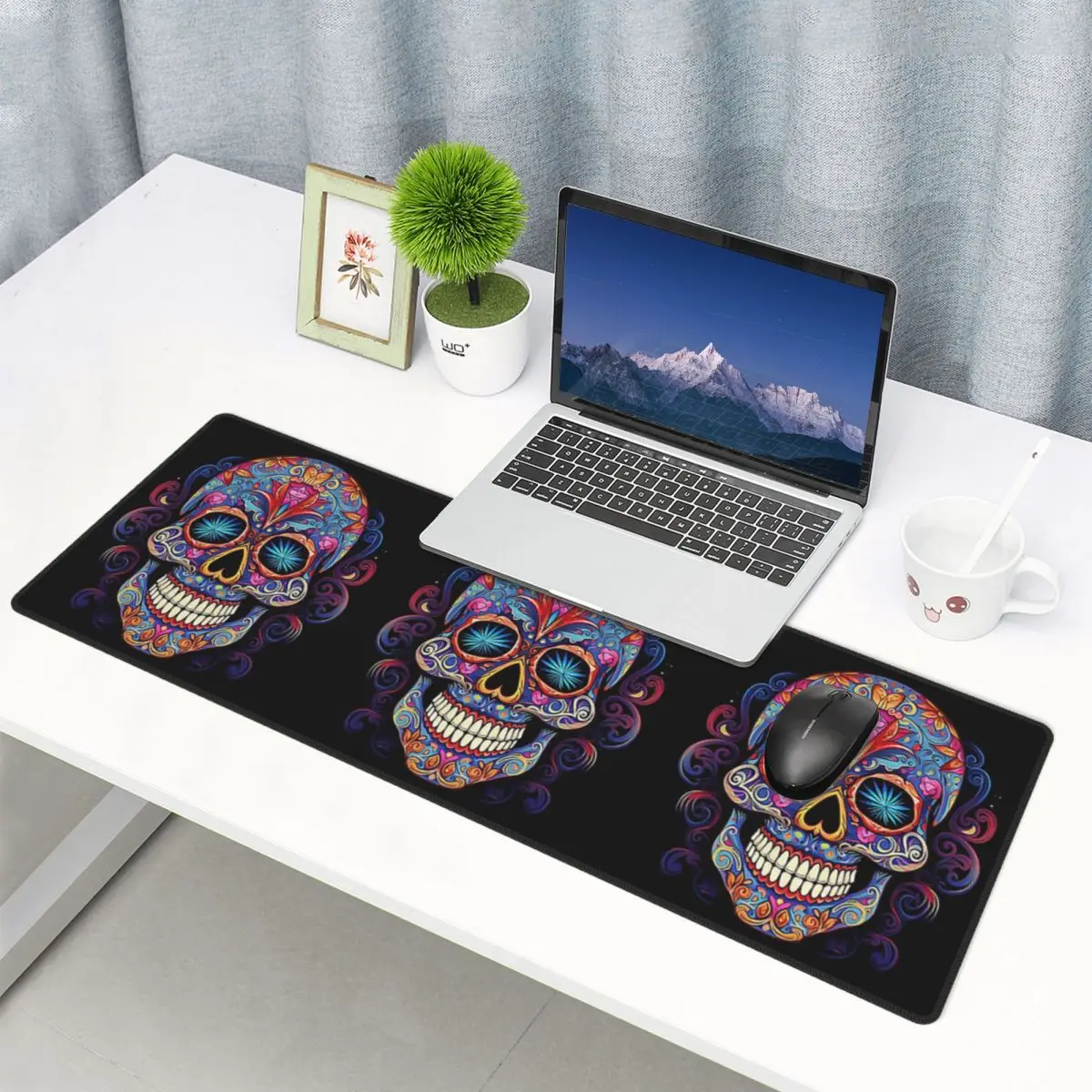 Large Mouse Pad Mexican Sugar Skull Day Of The Dead Sugar Skull Gamer PC Laptop Mats Keyboard Carpet Computer Gaming Desk Mat