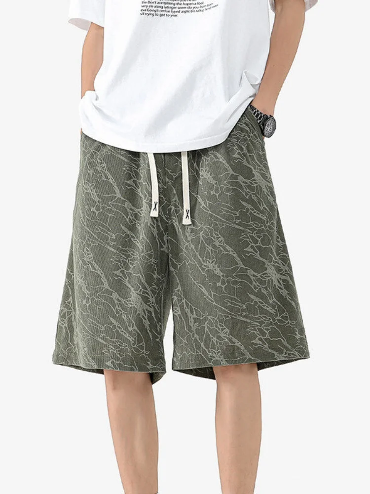 

Мужские летние тонкие прямые спортивные брюки-капри из вельвета в американском ретро-стиле с камуфляжным принтом тай-дай, дышащие, для баскетбола