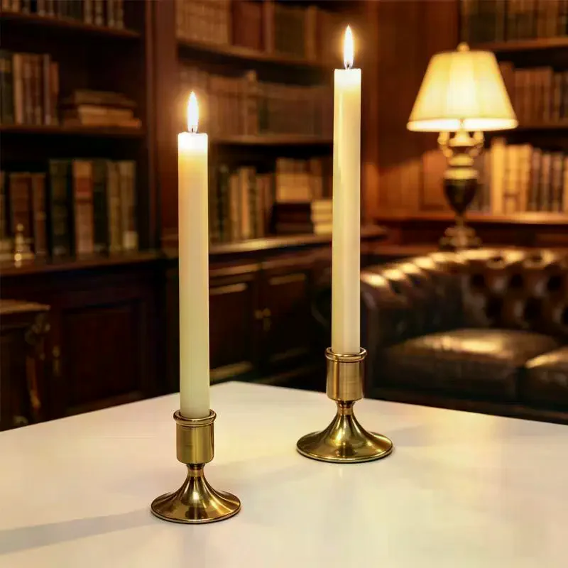 1PC Vintage Metal Chamberstick Candle Holder Teacup Shape Ridged For Home Decor Wedding Table