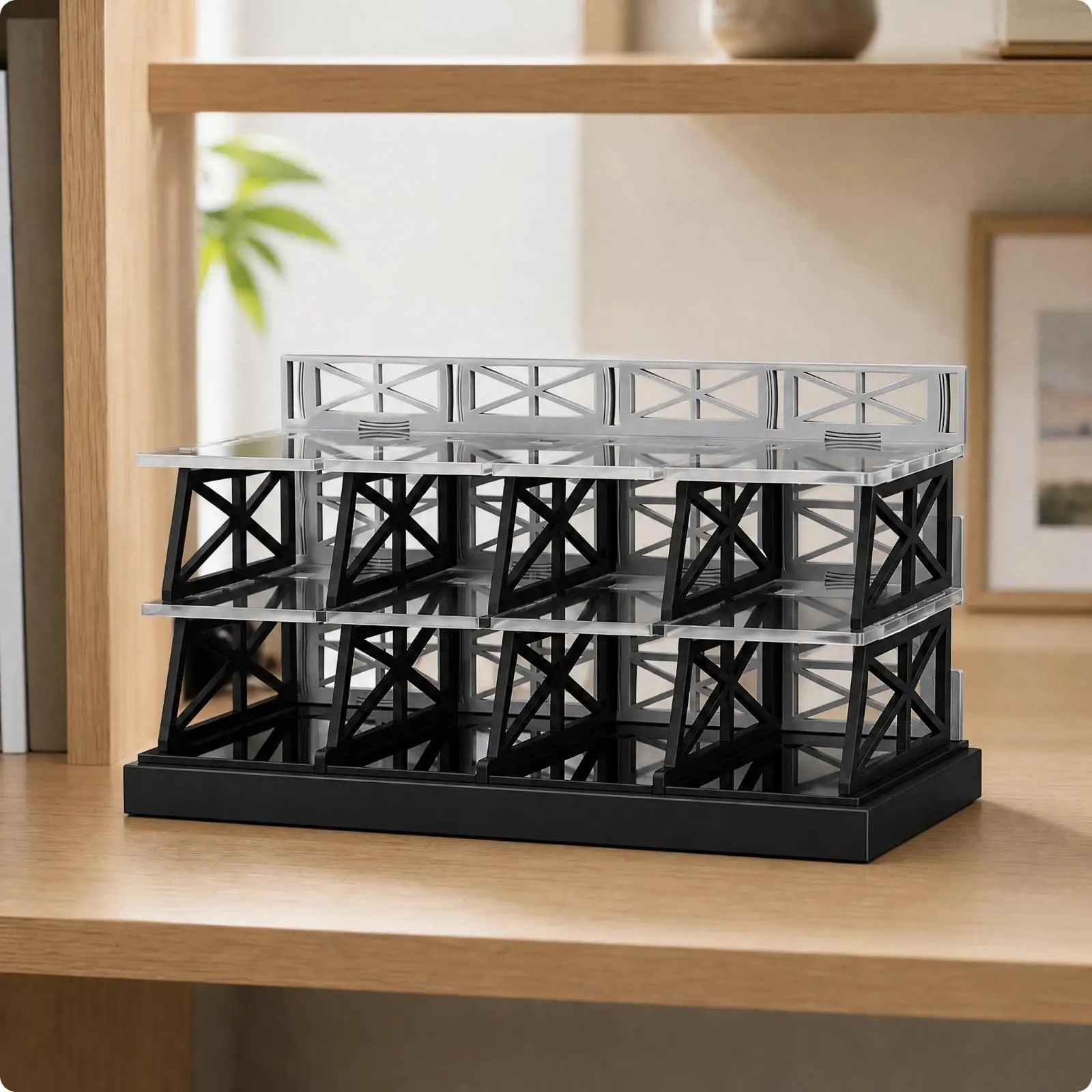 Miniature Car Park Display Rack for Toy Cars Three Tier PVC Garage Storage Organizer for Diecast Vehicles Compact Desktop