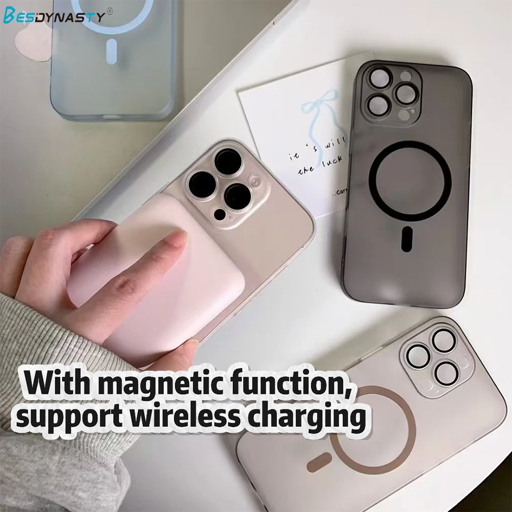Matte Ultra-Thin for Magsafe Magnetic Case For iPhone 16 15 14 13 12 Pro Max Plus Full PC Hard Translucent Wireless Charge Cover