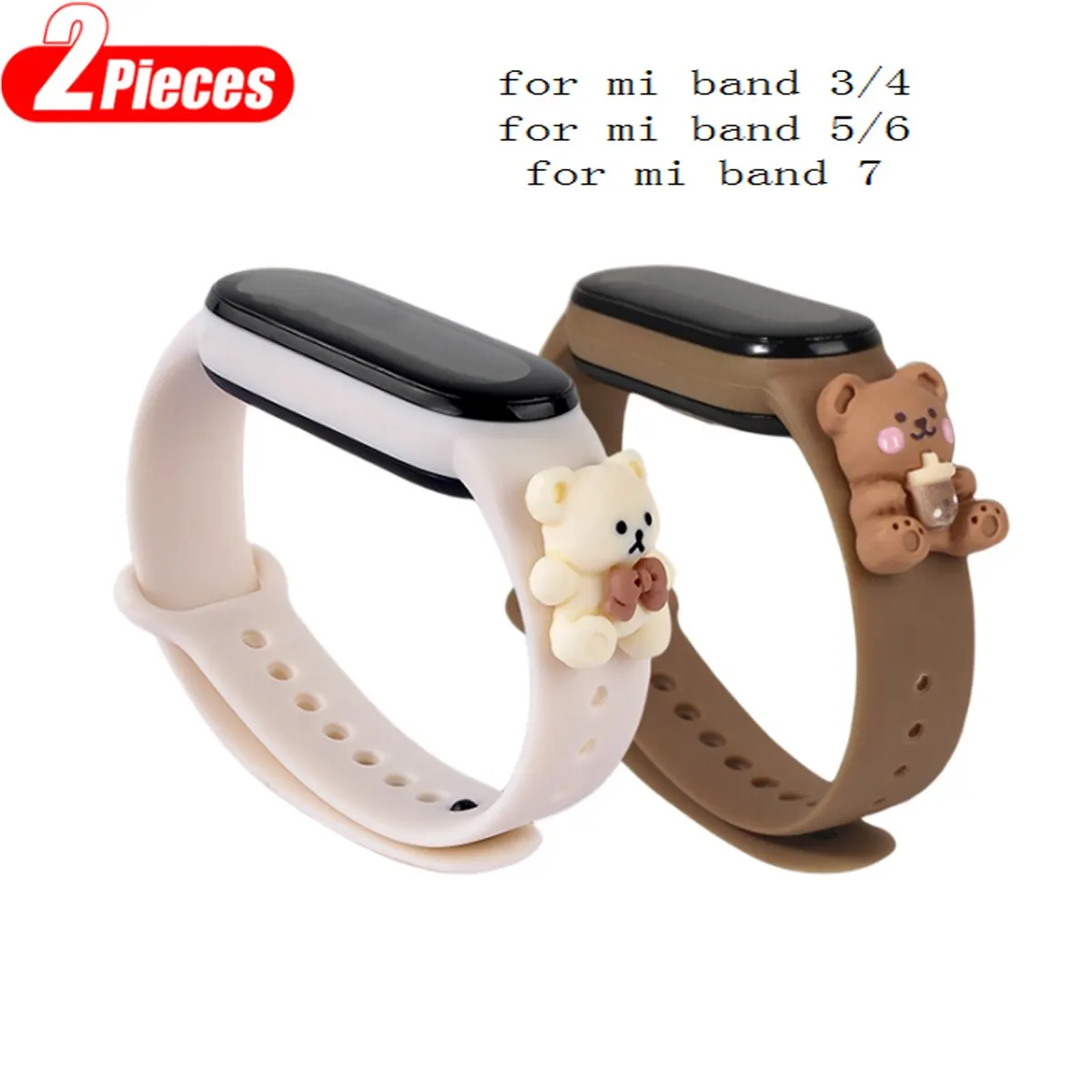 2PCS For MI Band 7 6 5 4 3 Silicone Bracelet Women Sport Correa Xiaomi Mi Band Replaceable Wristband Smart Watch Accessories