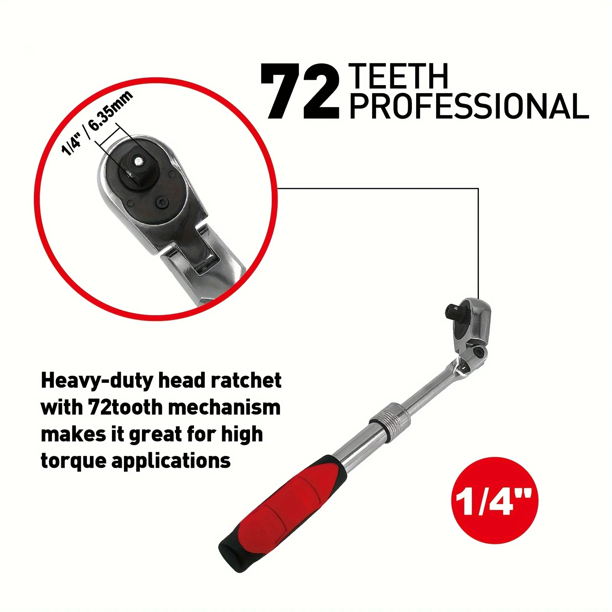 1/4 72-Tooth Carbon Steel Retractable Ratchet Wrench Automatic Quick Release Spanner Multifunctional Hand Tool