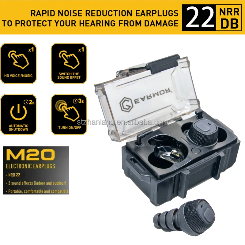 Outdoor Shooting Training M20 Earplugs Electronic Waterproof Protective Noise Reduction Earplugs