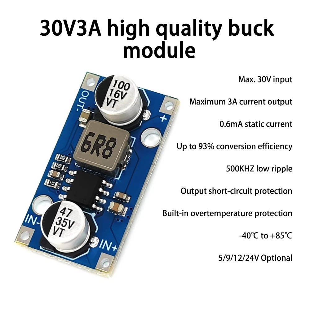 DC-DC 6V-30V to 5V/9V/12V 3A Buck Module 25V to 3.3V/9V/12V 8A Mini Aircraft High-power Reduction Voltage Module Step-down Board