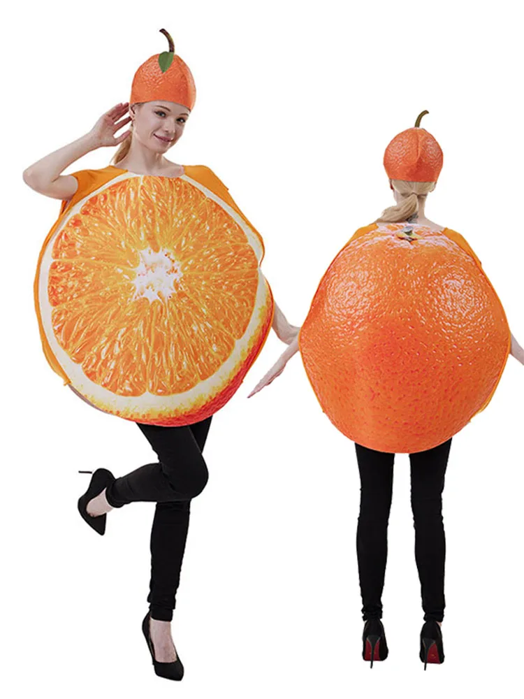 

Хэллоуин фрукты пар оранжевый костюм забавные ломтики фруктов лимон наряд для ролевых игр забавная одежда для выступлений женская этническая одежда