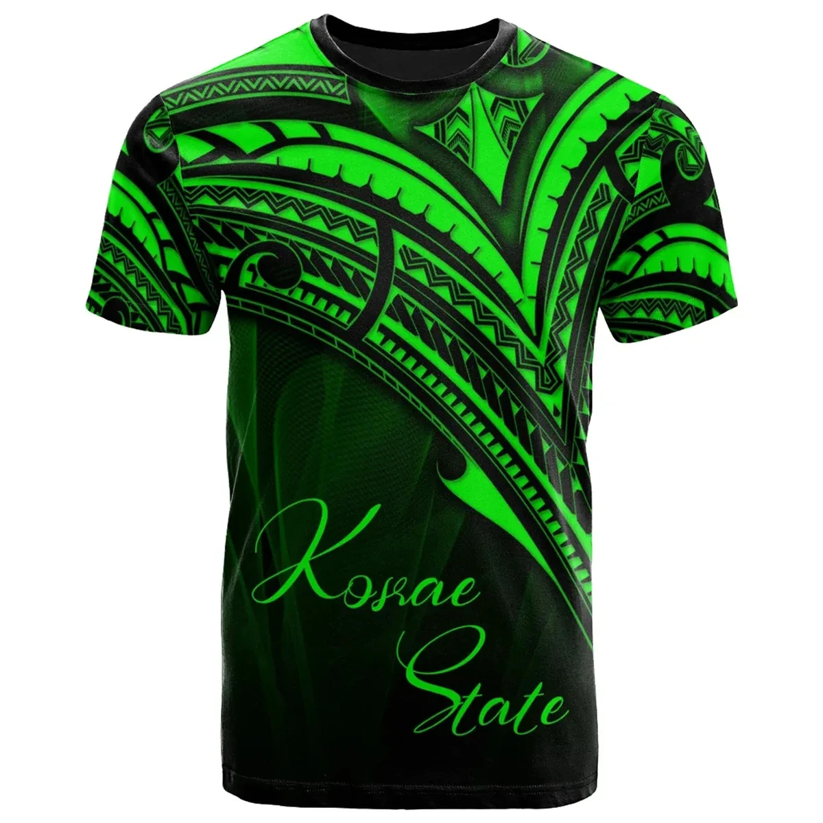 Mens Kosrae 3D Printed T-Shirt Short Sleeve Shirt with Polynesian Tattoo Tribal Culture Harajuku Hip Hop Style Top