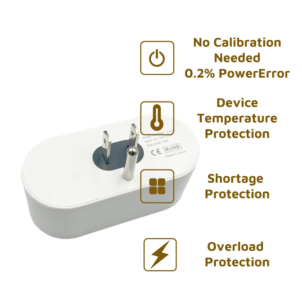 Preflashed ESP32C3 US WiFi Plug Made for ESPHome Works With  Home Assitant Electric Consumption Monitoring 16A