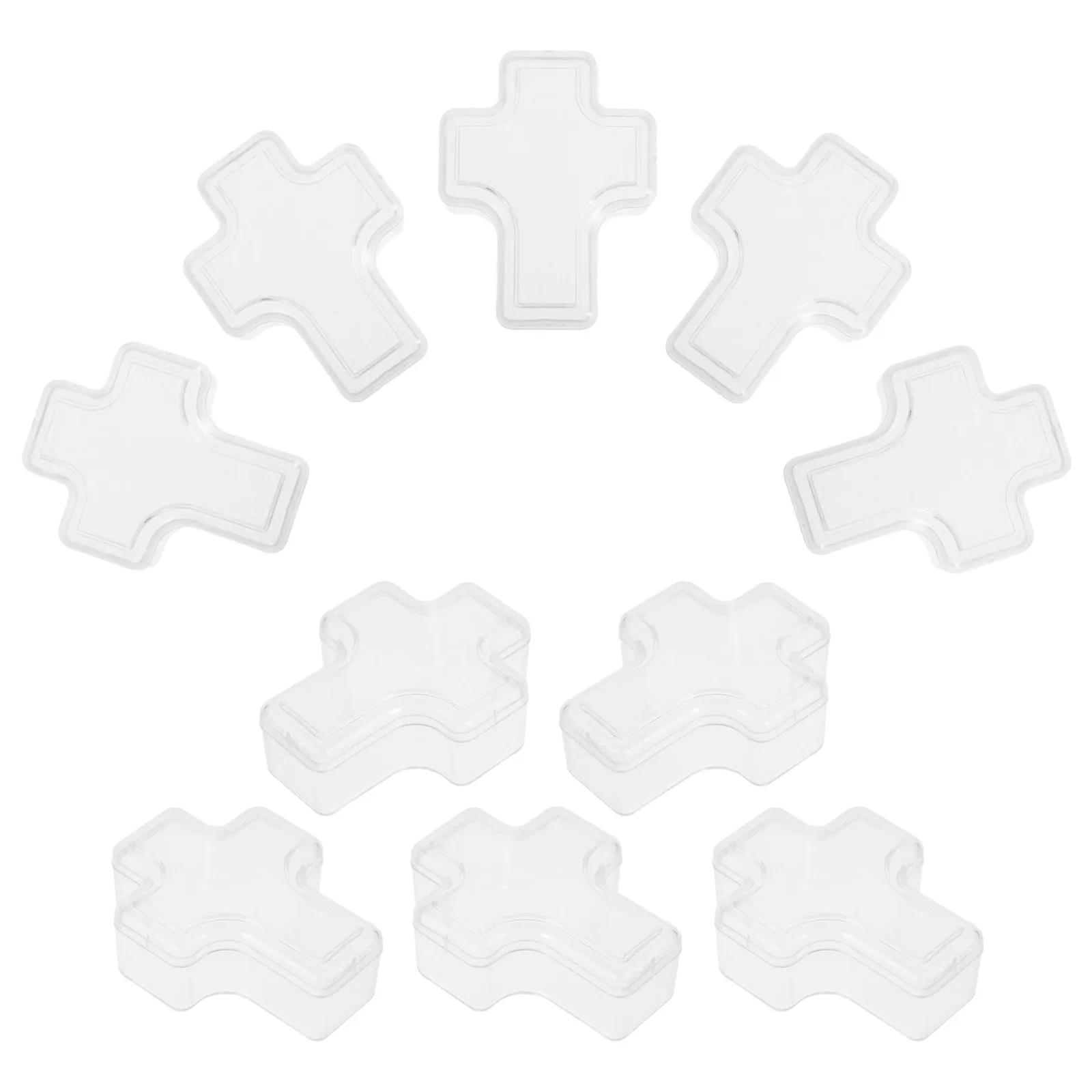 

10Pcs Cross Shaped Transparent Plastic Jewelry Box Clear Storage Organizer for Bracelets Pendants Charms Earrings Sundries