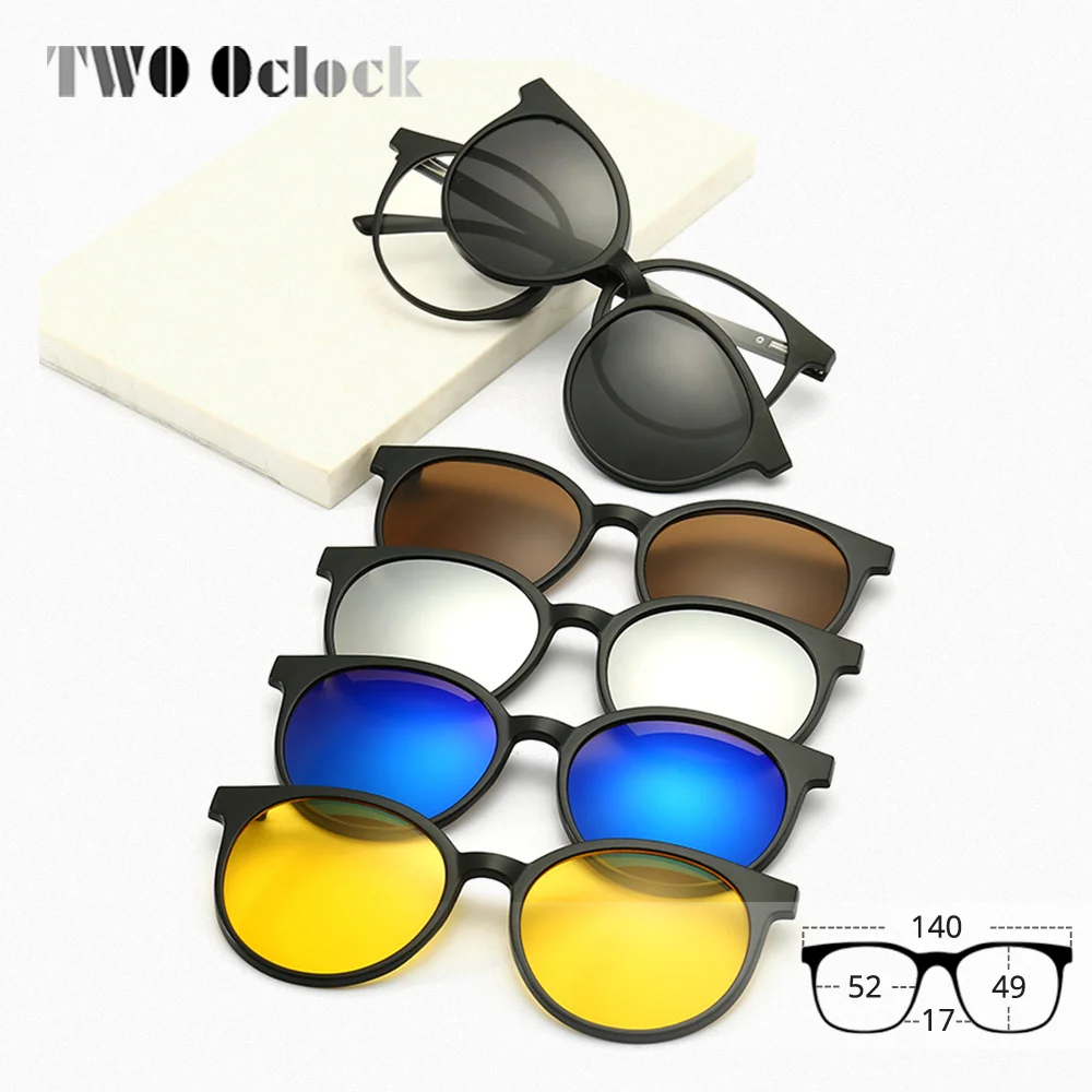 

TWO Oclock Flip Up Sunglasses Women Men Polarized UV400 Clip On Glasses with Magnetic Clip Outdoor Driving Shades Optic Frame
