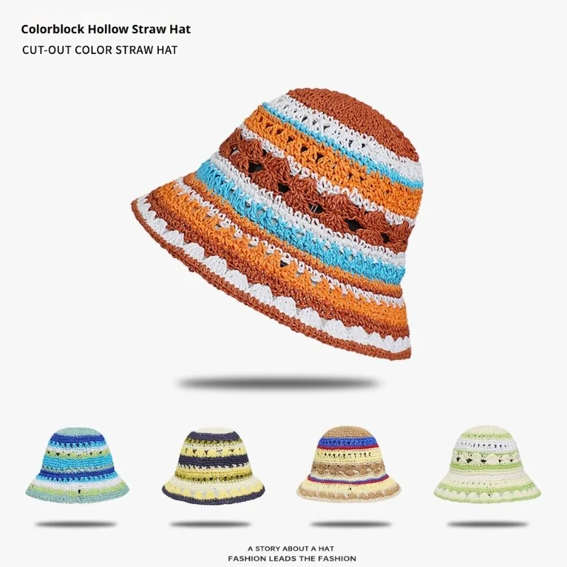 1 Stück Blumen-Häkel-Koreanischer Bucket Hat für Damen, Sommer Handgemachte Strickmützen INS Y2k Stil Mode Panama Hüte für Strand, Partys