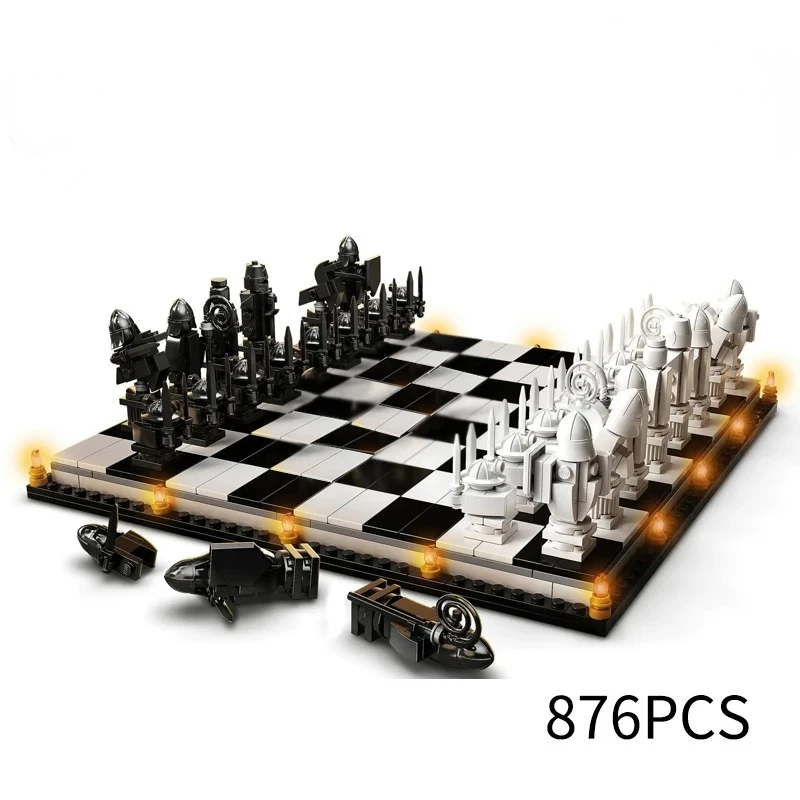 876pcs MOC Wizard’s Chess Model Building Blocks FIT 76392 Bricks DIY Toys for Chilren Gift