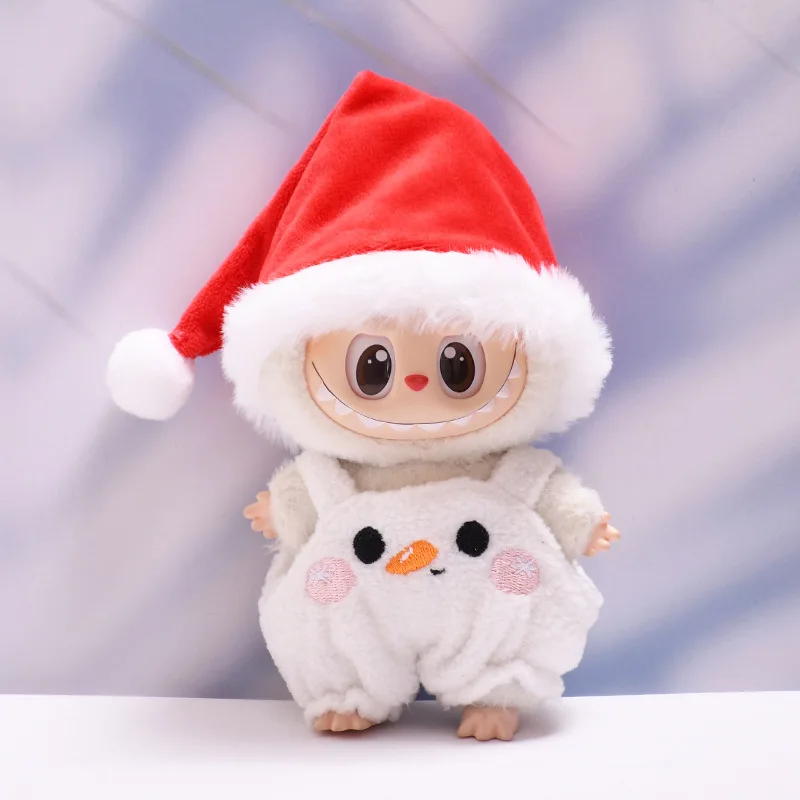 Ubranka dla lalek Labubu V1 V2 V3, ozdoby, stroje świąteczne, czapki świętego Mikołaja, ogrodniczki, przebrania, akcesoria dla lalek.