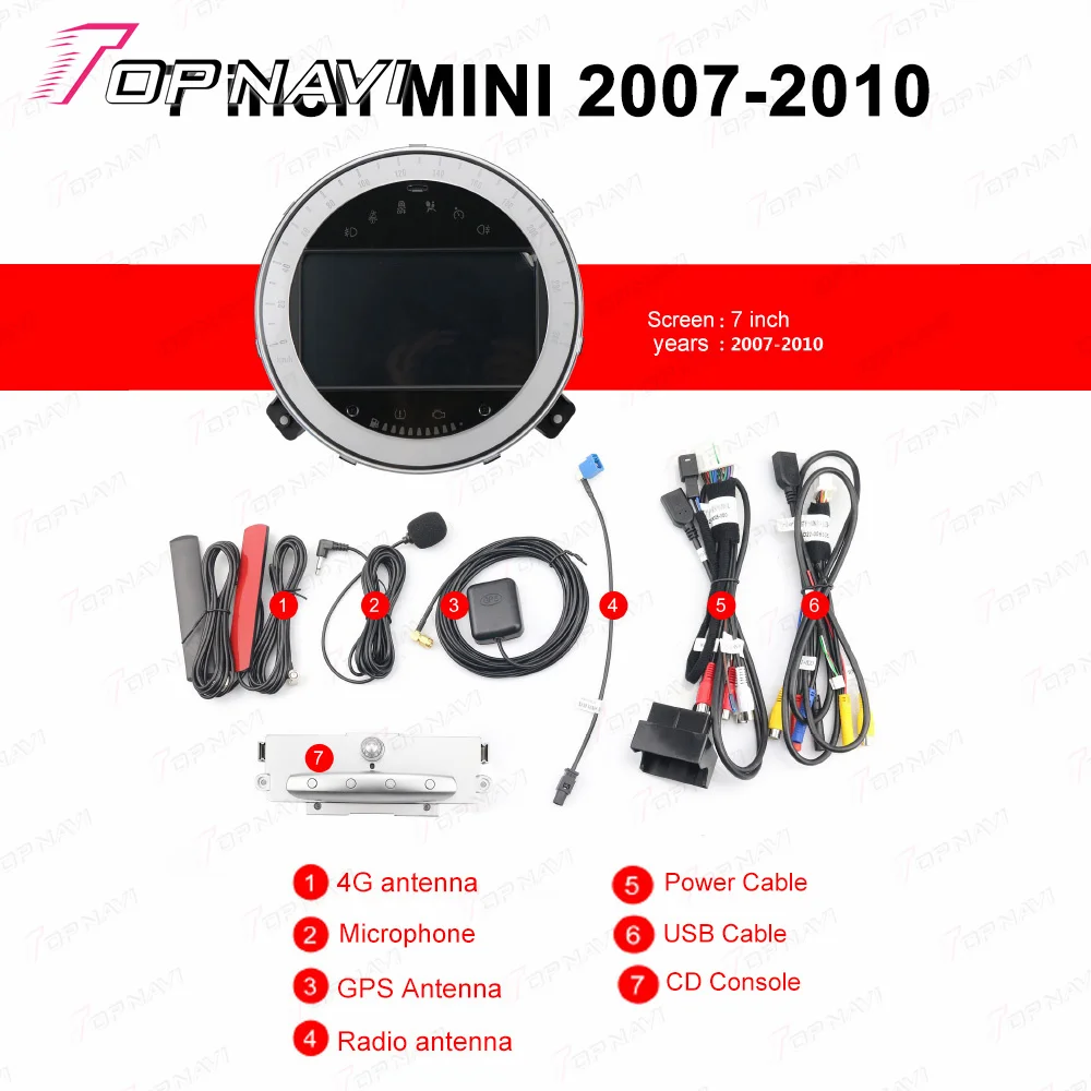 7 بوصة لميني كوبر R56 2007 2008 2009 2010 الملاحة لتحديد المواقع سيارة ستيريو شاشة تعمل باللمس سيارة نظام الوسائط المتعددة #4