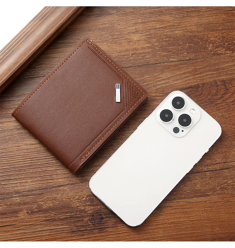 Men's Slim Leather Wallet with Money Clip description 3